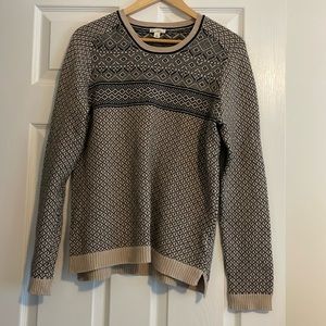 GAP Black and Cream Patterned Crew Neck Sweater